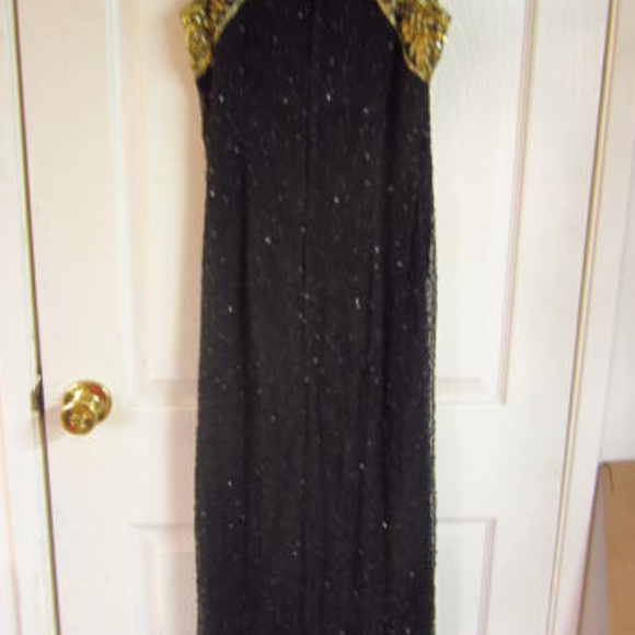 Lawrence Kazar Black and Gold long beaded gown - Picture 6 of 8